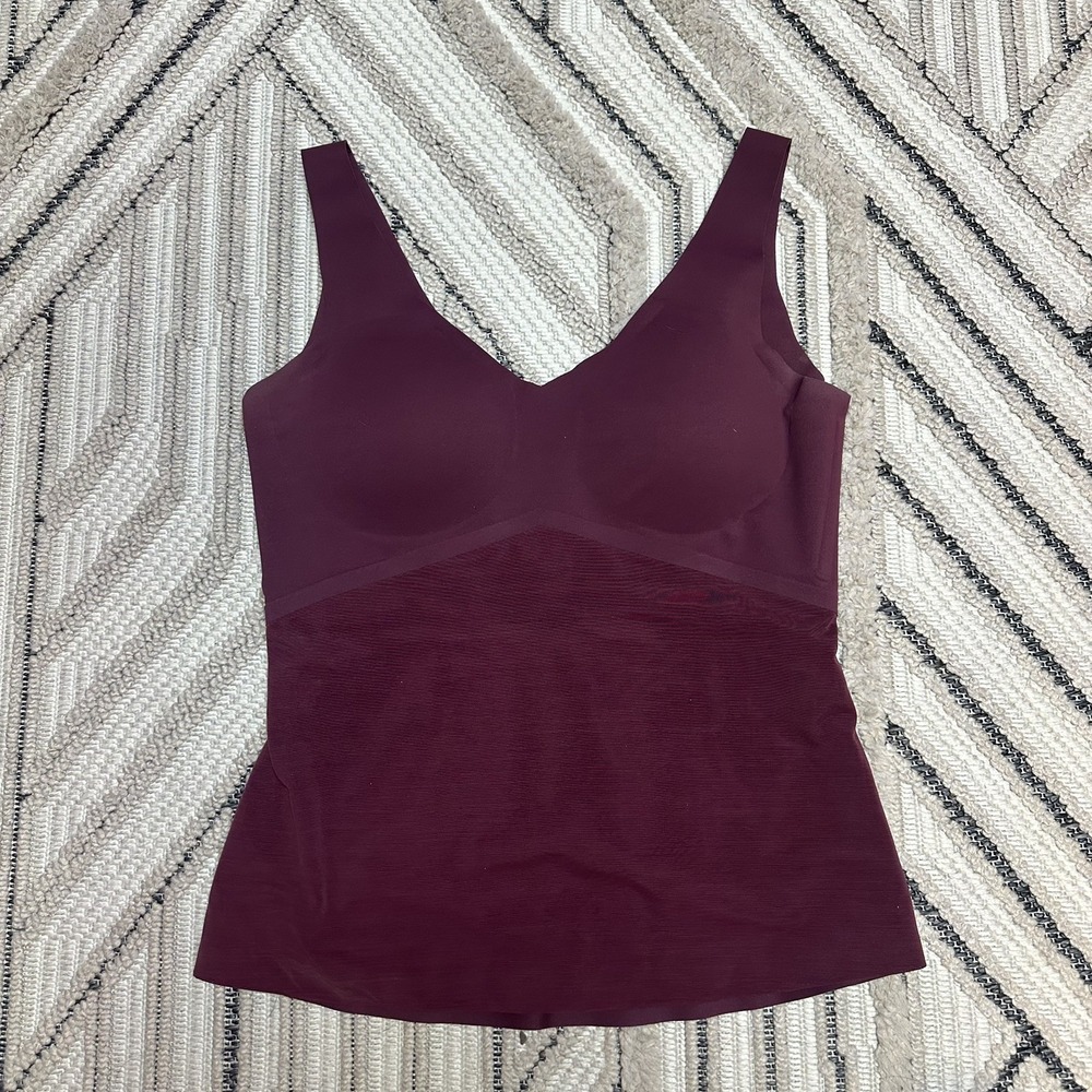HoneyLove LiftWear Tank Maroon Sz L Shaper Shapewear Built In Bra Compression